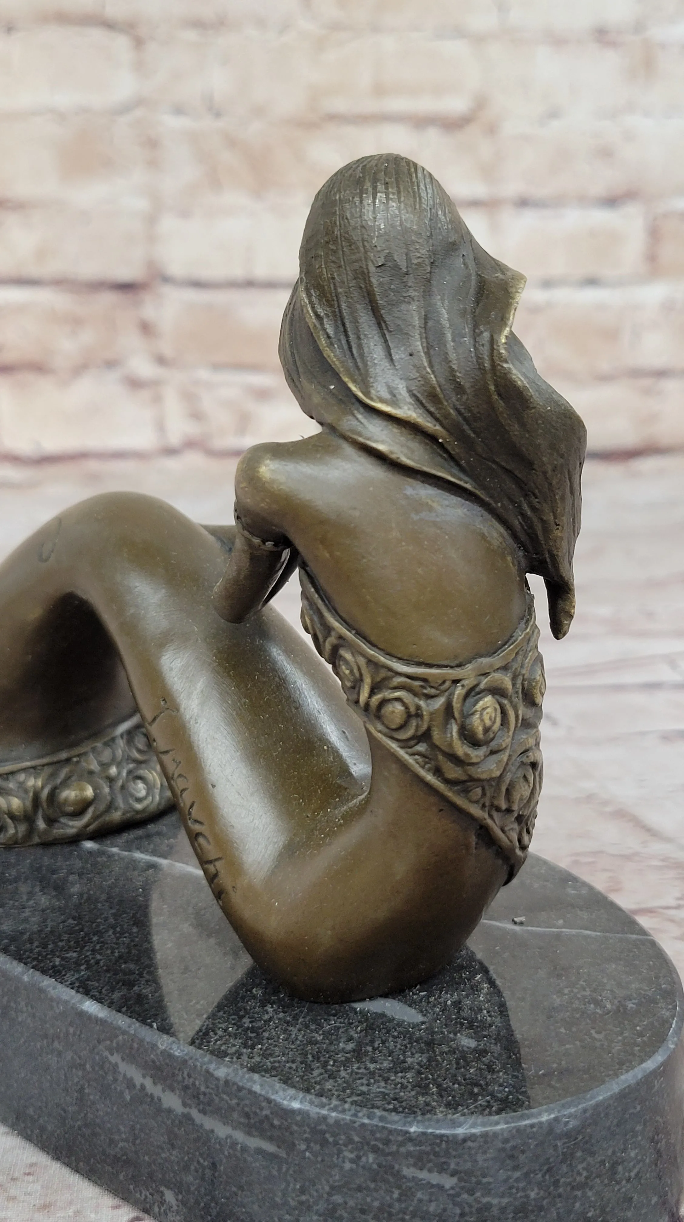 Abstract Female Figure Sitting Posing Mermaid Style Fashion Decor Bronze Sculpture Original Art