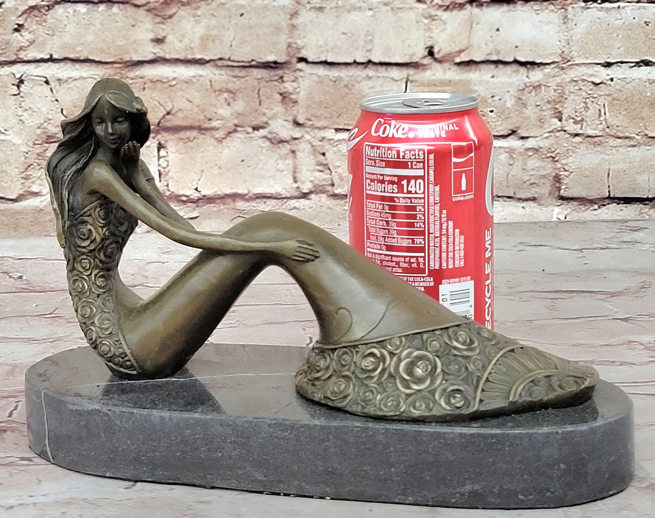 Abstract Female Figure Sitting Posing Mermaid Style Fashion Decor Bronze Sculpture Original Art