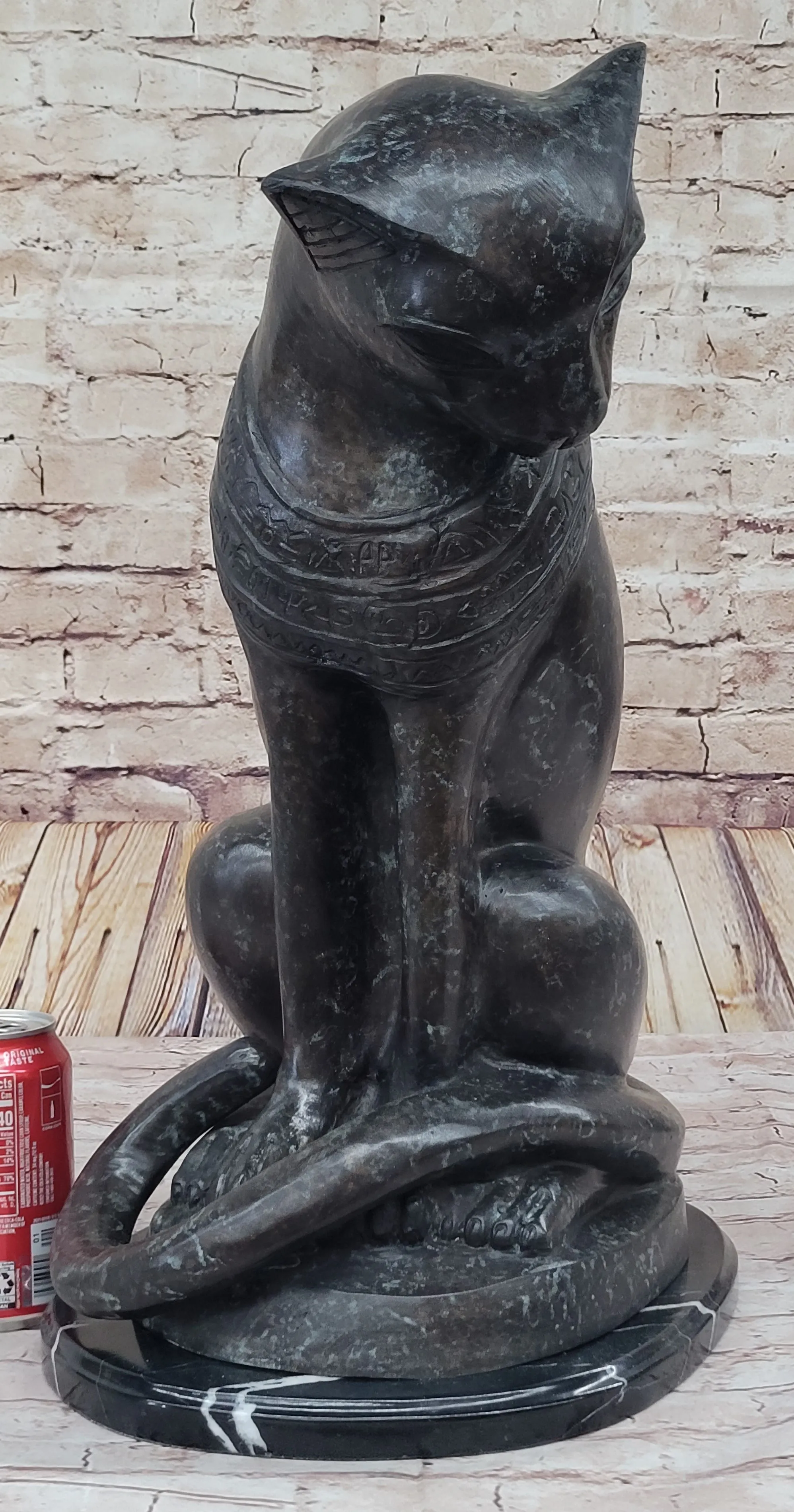 Bastet Cat Feline Egyptian Goddess Bronze Metal Statue Sculpture 19" x 13"