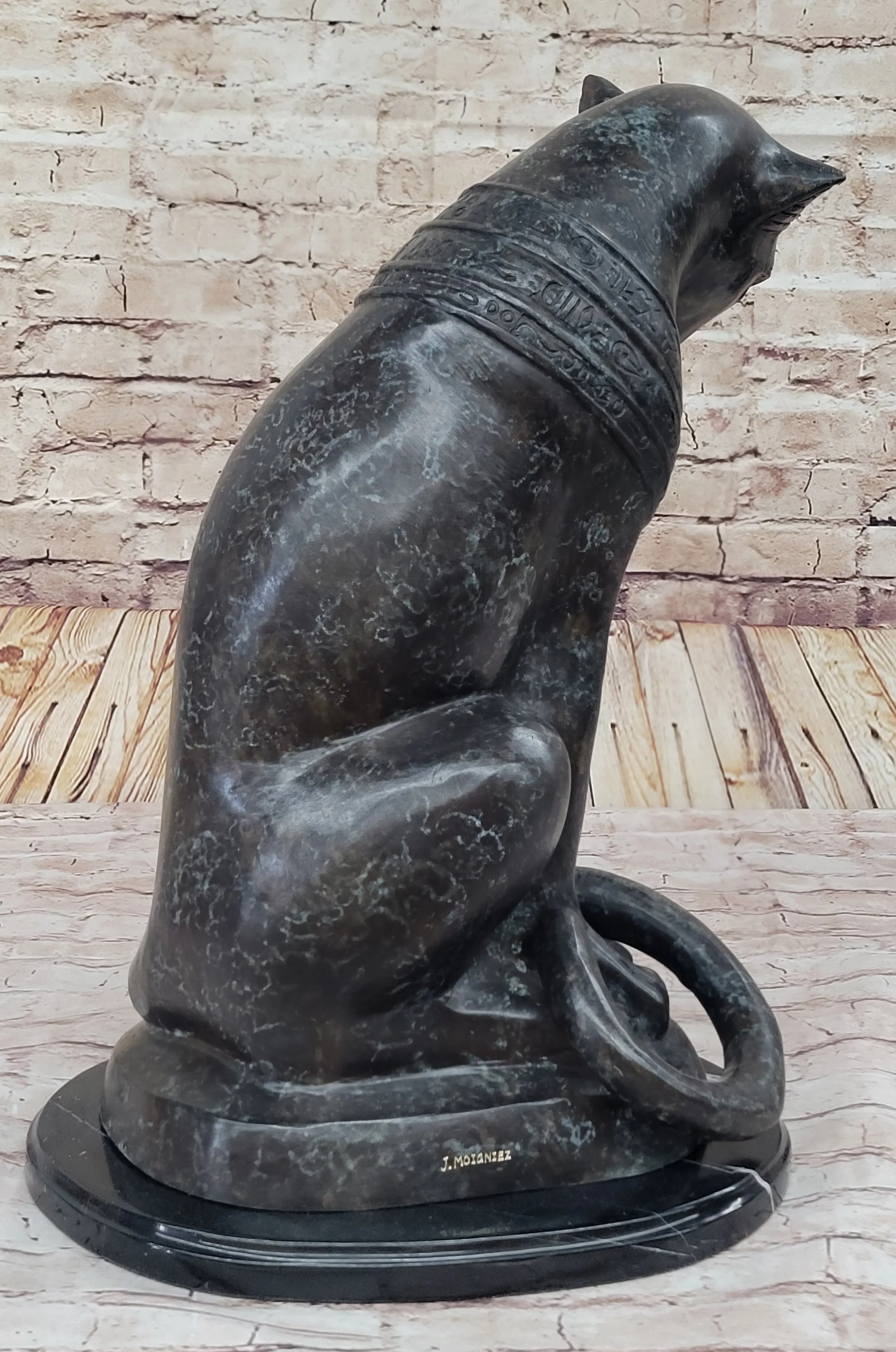 Bastet Cat Feline Egyptian Goddess Bronze Metal Statue Sculpture 19" x 13"