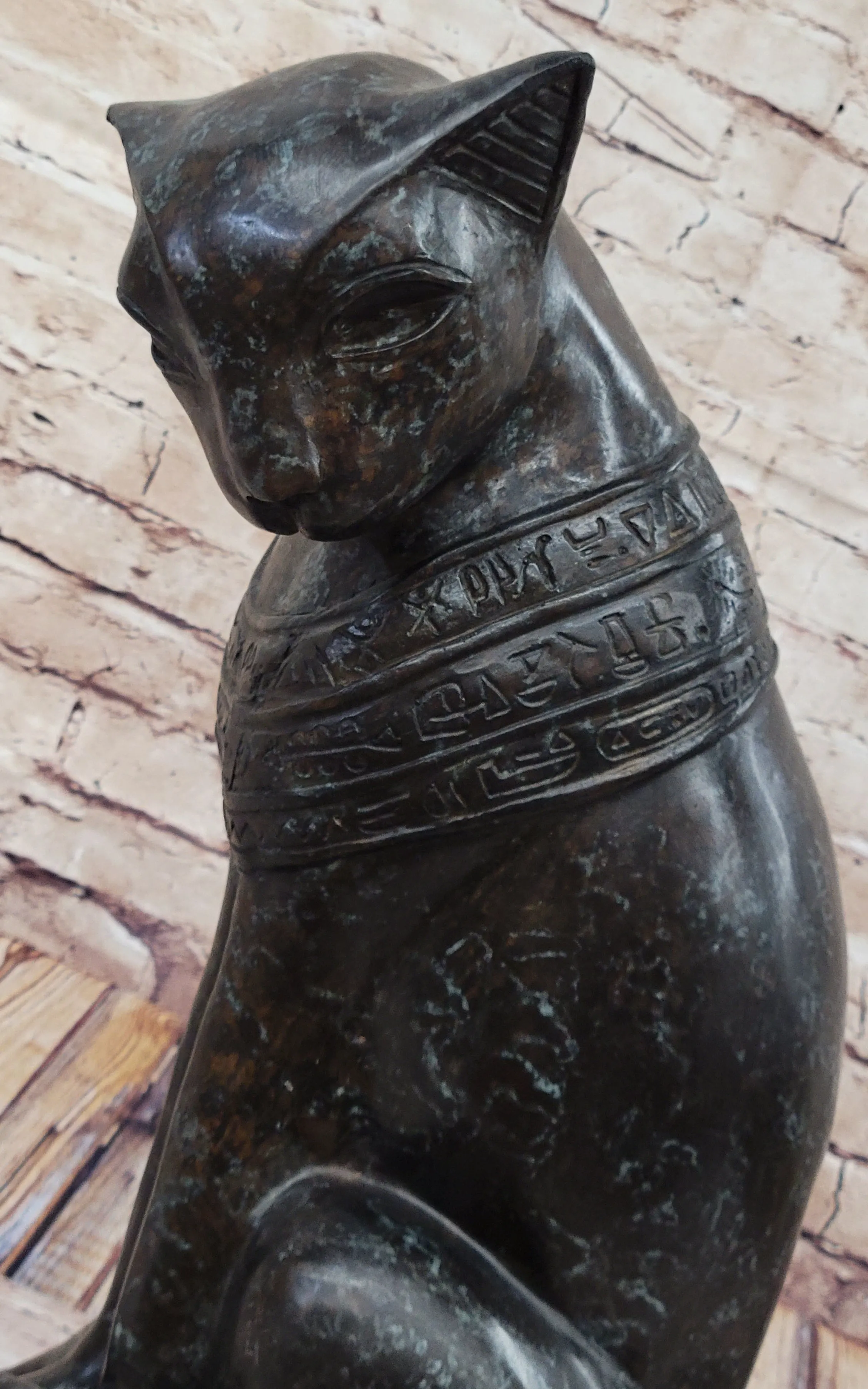 Bastet Cat Feline Egyptian Goddess Bronze Metal Statue Sculpture 19" x 13"