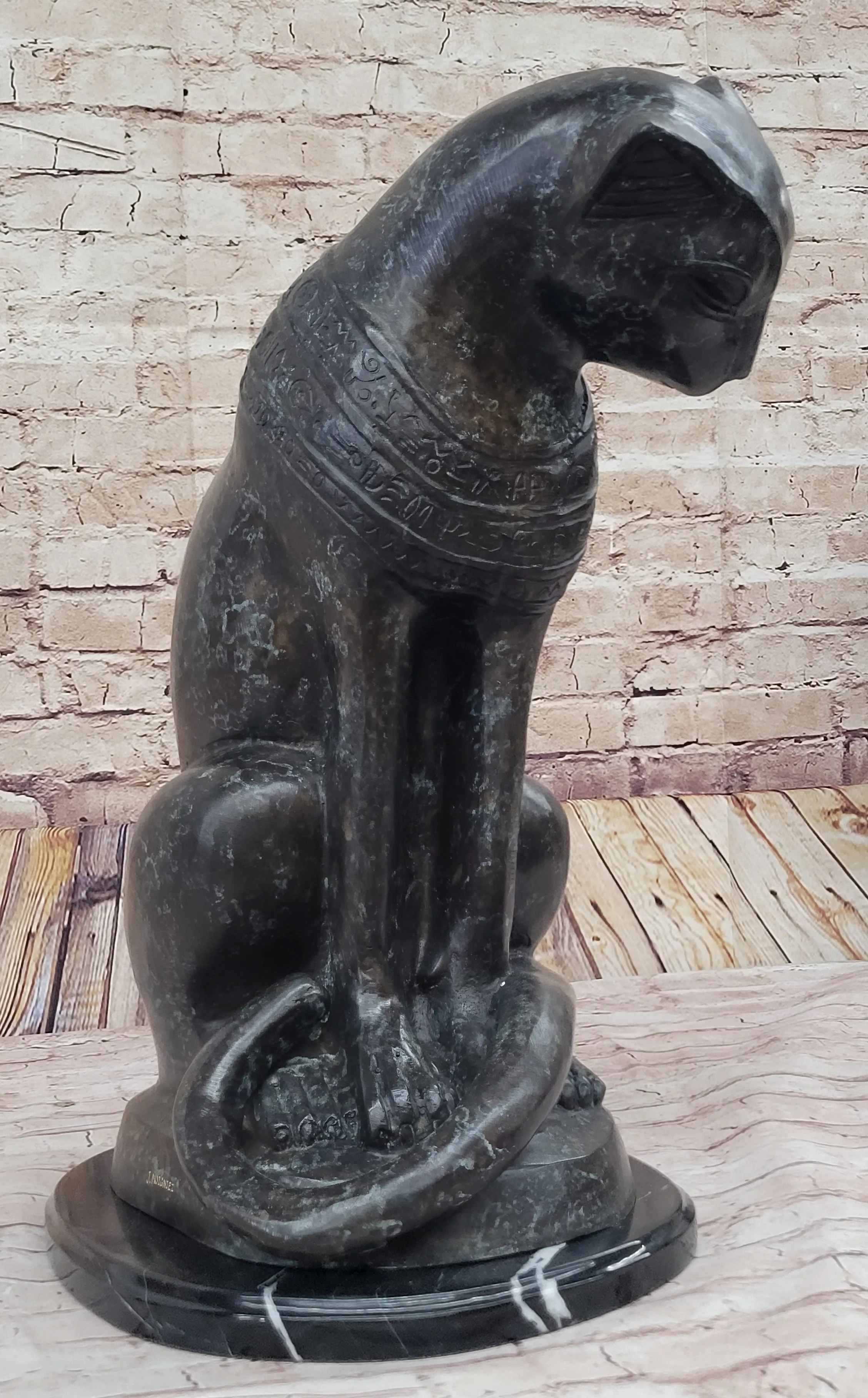 Bastet Cat Feline Egyptian Goddess Bronze Metal Statue Sculpture 19" x 13"