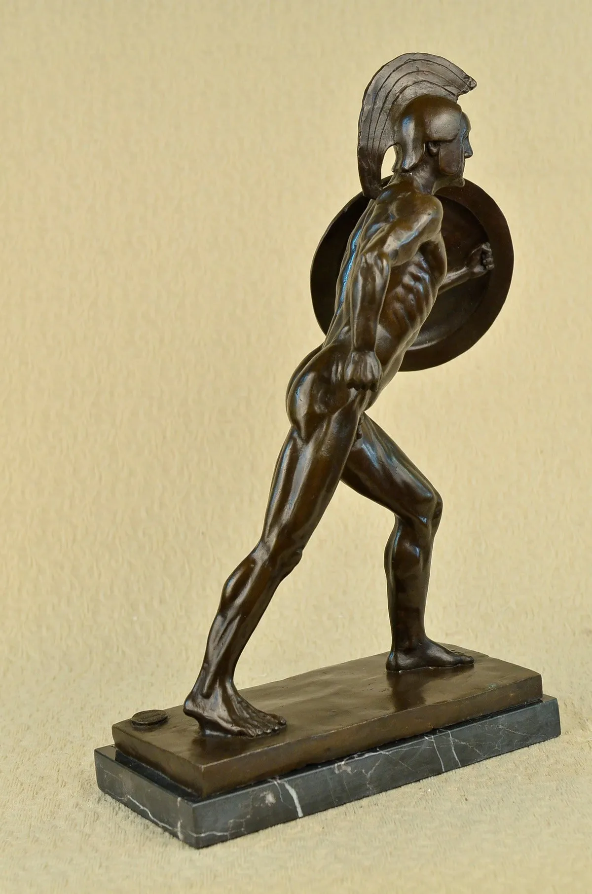 Signed French Artist Pierre Tough Brave Nude Roman Warrior Bronze Sculpture SALE